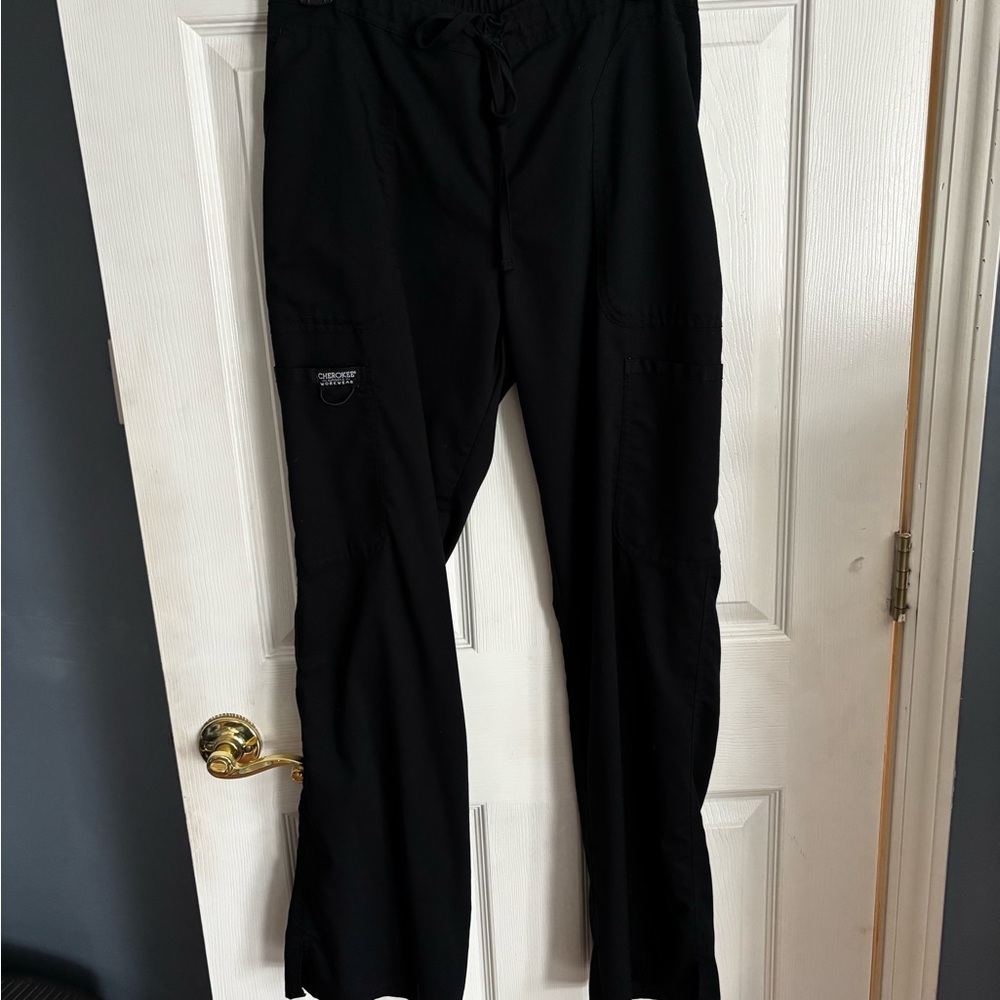 Cherokee Black Drawstring Scrub Pants